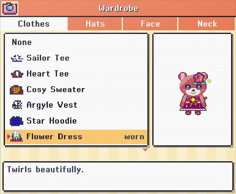 The wardrobe with a pet in a flower dress